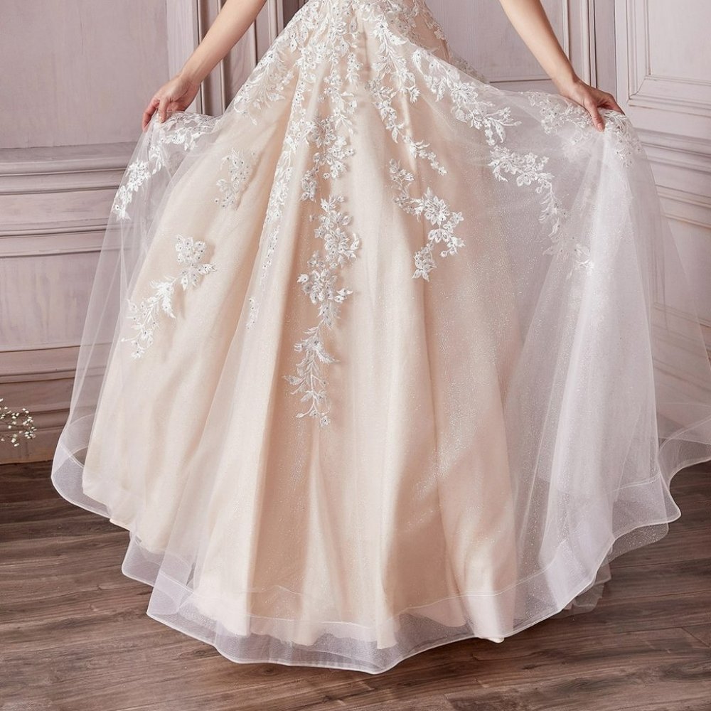 NEW WEDDING CHAMPAGNE BRIDAL A-LINE FORMAL EVENING LONG MAXI BALL GOWN cm320 - Picture 7 of 7